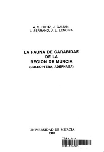 La fauna de carabidae de la región de murcia (coleoptera, adephaga)