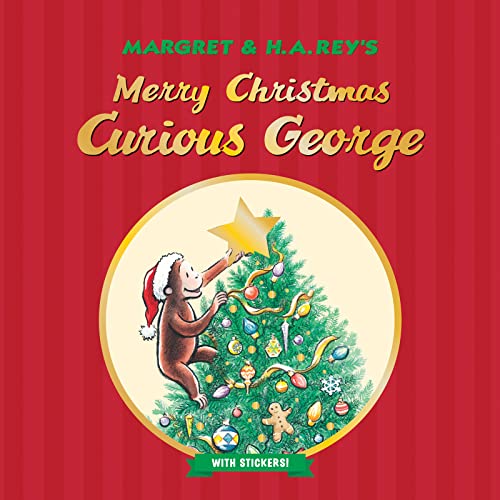Merry christmas, curious george with stickers: a christmas holiday book for kids